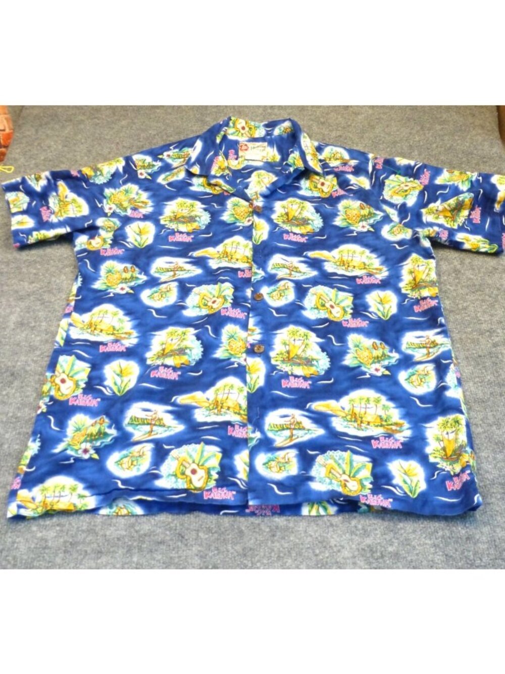 Vtg Hilo Hattie Big Kahuna Hawaiian Shirt Mens XL Blue Cotton Aloha Made Hawaii‎